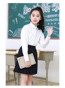 Chemises à manches longues en coton 100% personnalisables pour garçons et filles, uniformes scolaires pour enfants avec logo brodé - Product Image 3