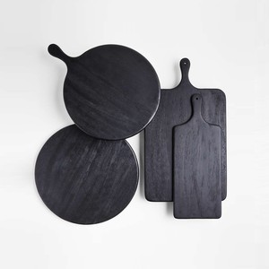 Planche à découper carrée en bois de haute qualité avec poignée, finition noire, plateau de service pour fromage, idéal pour la cuisine, fabriquée au Vietnam - Product Image 5