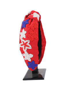 Unique Design Special Festive America Day Beaded Letter <b>Headband</b> for Women and Girls White Padded Embroidered Fashion Hairband - Product Image 2