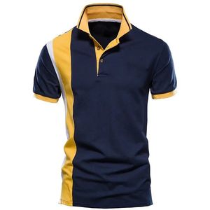 Men's Navy Blue <b>Half</b> Sleeve for <b>Shirt</b> Orange Trim Solid Design Formal Anti-Wrinkle Knitted Fabric Regular Fit <b>Button</b> Front - Product Image 4