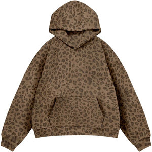 Sudadera con Capucha Unisex con Estampado de Leopardo, Estilo Casual, Oversize, de Felpa Francesa, para Otoño, Corte Regular, con Bolsillos - Product Image 1