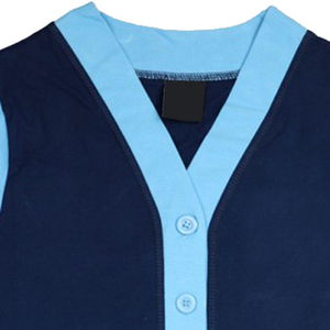 Cardigan en tricot bleu clair à col en V pour femme avec imprimé numérique, style preppy, manches longues, fermeture boutonnée - Product Image 4