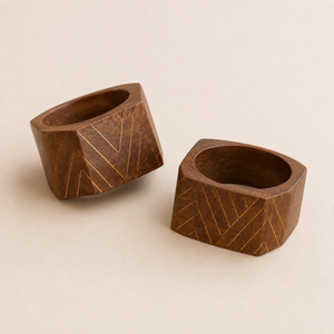 Anneaux de serviette en bois géométriques faits à la main pour la décoration de table de mariage de luxe, porte-serviettes en bois naturel écologique - Product Image 4
