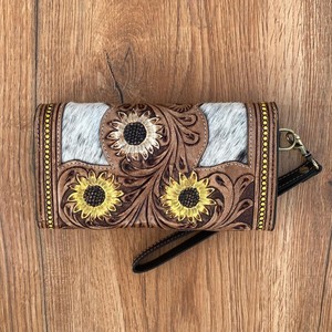 Cartera de cuero con herramientas a mano occidental, bolso de mano de cuero genuino de calidad superior, venta al por mayor, pelo en cuero de vaca, tarjetas de crédito, carteras de lujo - Product Image 4