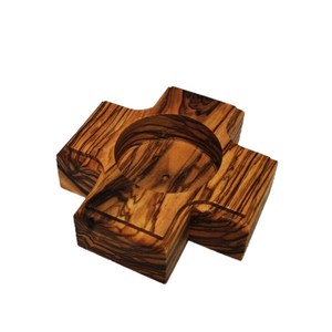 Porte-bougie en bois de forme carrée, fait main, en bois naturel, décoration d'intérieur, centre de table - Product Image 2