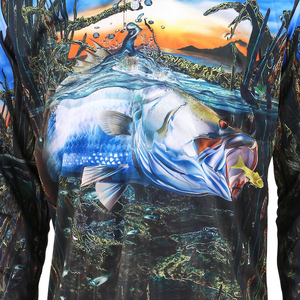 เสื้อโปโลตกปลาแขนยาวแห้งเร็วสำหรับผู้ชาย ผ้าโพลีเอสเตอร์ 100% พิมพ์ลายแบบซับลิเมชั่น UPF 50 ระบายอากาศได้ดี ปรับแต่งได้ - Product Image 6
