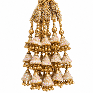 Paranda para el Cabello para Mujer, Borla Nupcial, Jhumar, Latkan, Perlas, Accesorio Colgante Dorado para Trenzas, Lehenga, Saree y Dupatta - Product Image 6