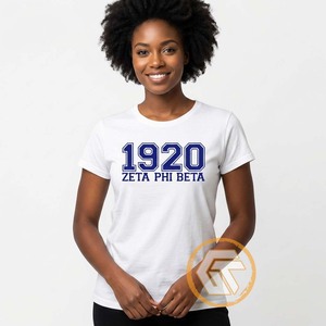 GREEK TREASURES Zeta Phi Beta Camisetas para mujer Ropa de hermandad Informal de alta calidad Transpirable 100% algodón Cuello redondo Manga corta - Product Image 4