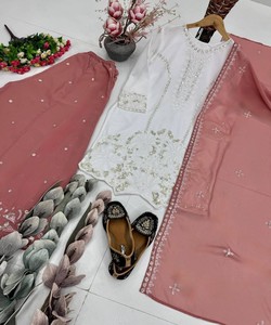 Viral Designer Georgette Embroidery Sequence Work Floor-Length Party Suit Set Pearl Moti Women Fashion Collection 84890 Dusty - Product Image 4