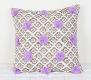 Hand Tufted Texture Boho Gray and Purple <b>Cushion</b> Throw Pillow <b>Cover</b> Decorative Sofa <b>Cushion</b> <b>Cover</b> - Product Image 2