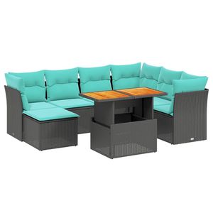 Ensemble de canapés de patio en polyrotin noir 8 pièces avec coussins, mobilier d'extérieur élégant - Product Image 2