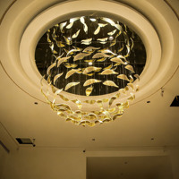 Lustre en verre personnalisé, grand, moderne et luxueux, pour hall de villa, hôtel, salle de banquet, escalier