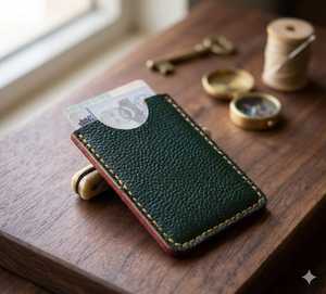 Porte-cartes minimaliste en cuir véritable marron, étui fin pour poche avant, portefeuille pour cartes de crédit - Product Image 2