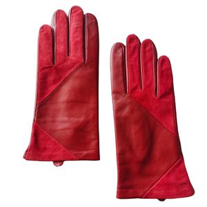 Red Leather Wrist Length <b>Gloves</b> Thermal Unlined Plain Style Daily Use Winter - Product Image 4