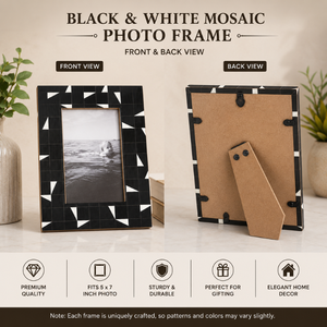 Handcrafted Black Geometric Bone Inlay 5x7 Photo <b>Frame</b> Decorative <b>Wooden</b> <b>Picture</b> <b>Frame</b> for Tabletop Display Luxury Home Decor - Product Image 2