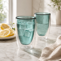 Tasse en verre borosilicate double paroi 250 ml faite à la main, sans plomb, isolée, pour café, thé, latte, expresso, réutilisable, en gros, pour fêtes, moderne