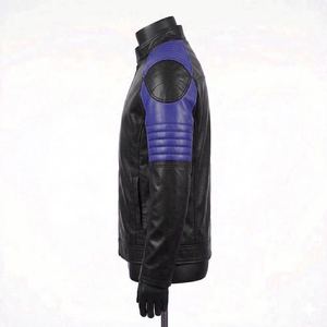 Hot Selling Premium Quality Custom Design Red <b>Real</b> <b>Leather</b> <b>Jacket</b> Streetwear Square Collar <b>Leather</b> Outdoor <b>Jacket</b> Men's - Product Image 3