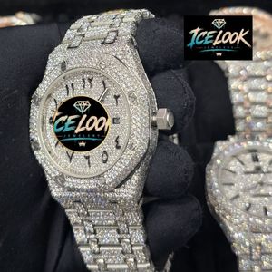 Montre mécanique automatique Ice Look avec tourbillon, réserve de marche, lunette en cristal, cadran en strass, bracelet en acier inoxydable, légère - Product Image 3