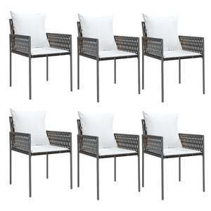 Ensemble de 6 chaises de jardin en polyrotin brun avec structure en acier thermolaqué, mobilier d'extérieur durable - Product Image 2