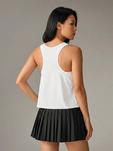 Débardeur sans manches OEM personnalisable avec fente latérale pour femme, col rond, coupe ample, en coton, idéal pour l'été, vêtement de sport, gilet d'entraînement - Product Image 2
