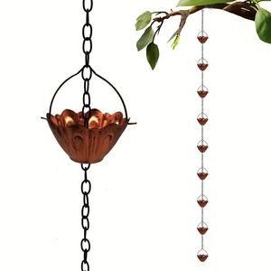 Chaîne de pluie décorative classique en cuivre en forme de pétales, alternative élégante aux gouttières pour espaces extérieurs raffinés - Product Image 4