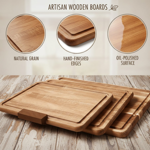 Planche à découper en bois d'acacia de qualité supérieure |   Planche à découper en bois massif naturel, durable et facile à nettoyer, ustensile de cuisine - Product Image 5