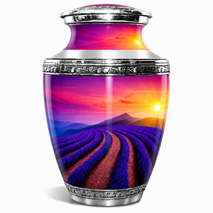 Urna Funeraria Mountain Meadow con Maqueta de Pico Nevado Majestuoso y Cielo Nocturno Estrellado, y Elegante Urna de Cremación Grabada en Plata - Product Image 4