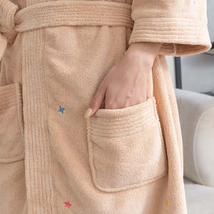 New Design Custom LOGO Soft Thicken Plush Microfiber Fleece Kimono Collar Bathrobe Unisex <b>Bath</b> Robes for Women Pajamas - Product Image 3