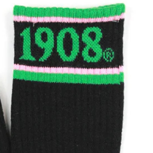 AKA 1908 Crew <b>Socks</b> <b>Black</b> Green Pink Cotton Blend Athletic Casual Mid Calf Comfortable Stretch Everyday Unisex Wear - Product Image 6