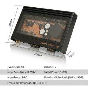 แอมป์รถยนต์ 160W RMS M2 2CH คลาส <span class=keywords><strong>AB</strong></span> >95dB SNR สำหรับลำโพงติดรถยนต์ - Product Image 2
