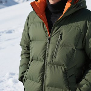 Chaqueta Acolchada Verde Oliva para Hombre, Estilo Urbano, Cuello Alto, Cierre de Cremallera, Impermeable, Resistente al Viento, Poliéster, Informal para Invierno - Product Image 6