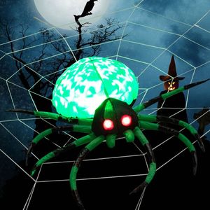 Araña inflable espeluznante de Halloween de 5 pies de largo con telaraña y luces LED, decoraciones para jardín al aire libre. - Product Image 2