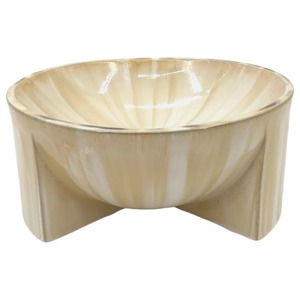 ชามเซรามิกทำมือ ดีไซน์มินิมอล ลายแกะสลัก สีเบจ ของตกแต่งบ้าน จานเสิร์ฟ - Product Image 1