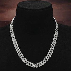 Luxury Moissanite Cuban Link <b>Chain</b> Necklace 925 Silver <b>Iced</b> <b>Out</b> Handmade Hip Hop Statement Jewelry Gift For Women And Men - Product Image 1