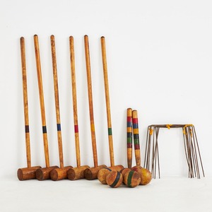 Ensemble de croquet en bois avec 6 maillets, 4 balles et piquets, équipement de jeu d'extérieur durable pour toutes les saisons - Product Image 2
