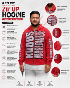Custom Red Distressed <b>Zip</b> <b>Up</b> <b>Hoodie</b> Oversized Streetwear <b>Graphic</b> Print Rhinestone Studded Hood Unisex Manufacturer Wholesale OEM - Product Image 2