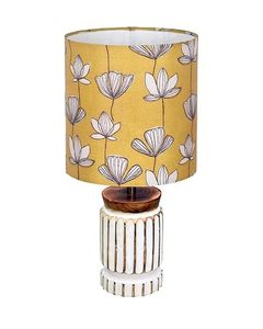 Aqdus Saleem White Ribbed <b>Rustic</b> Round <b>Table</b> Lamp Wooden Base Decorative <b>Bedside</b> Light Vintage Home Decor - Product Image 2