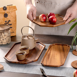 Multifunctional Household <b>Tea</b> <b>Tray</b> Walnut Wood Serving Platters Fruit Dessert Pastry Plate Wooden Food Board - Product Image 6