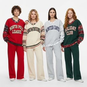 Women Holiday V Neck Sweatshirt Christmas Graphic <b>Long</b> <b>Sleeve</b> <b>Top</b> Casual Festive Winter Pullover Casual Knitted <b>Top</b> - Product Image 5