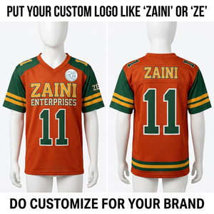 เสื้อฟุตบอลผ้าโพลีเอสเตอร์ตาข่ายพรีเมียม 260 GSM สีส้มเขียว แบบแผง  สำหรับทีม  พร้อมสกรีนโลโก้ด้วยเทคนิค Sublimation - Product Image 1