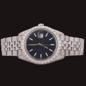 Reloj Personalizable con Esfera Negra y Caja Redonda, con Diamantes Moissanite, Resistente al Agua, para Hombre, Ideal para Regalo y Fiestas, Disponible a Buen Precio - Product Image 1