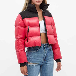 Vente en gros – Nouveauté Hiver – Blouson court matelassé respirant grande taille pour femme – Meilleur design – Col large – Couleur unie – Teint uni - Product Image 2