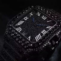 Montre analogique de luxe classique en acier inoxydable 41 mm avec cadran carré, mouvement ETA, moissanite VVS, charme hip-hop, argent et noir