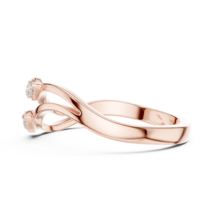 Anillo de Oro Rosa de 18K con Doble Ola y Diamantes Cultivados en Laboratorio de Corte Redondo, Menos de 1 Quilate, de Lujo para Mujer - Product Image 3