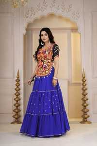 Traditional Embroidered Blue Georgette Quick Dry <b>Lehenga</b> Choli Set <b>Women</b> Indian Pakistani Party Wear Regular Fit Floor-Length - Product Image 5