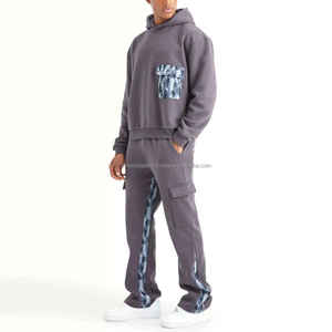 Meilleur survêtement de jogging vintage en coton du Pakistan pour hommes, pantalon à capuche évasé imprimé bouffant, délavé au soleil et à l'acide - Product Image 1