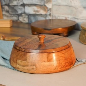Boîte à roti en bois artisanale avec couvercle, rangement traditionnel pour chapati, chauffable, écologique, isotherme, pour la cuisine et la salle à manger - Product Image 4