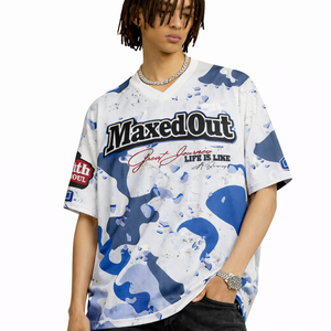 Maillot de football américain en maille polyester respirante, imprimé camouflage, coupe oversize, personnalisable par sublimation, OEM, marque privée, vente en gros - Product Image 4