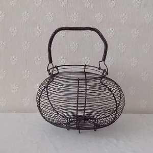 Classic Farmhouse <b>Egg</b> Holder <b>Basket</b>, Wire Frame Kitchen Organizer - Product Image 1