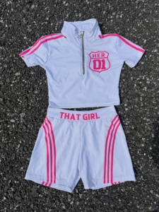 Custom Women 4 <b>Piece</b> Swimsuit Set Sleeveless Quarter Zip Crop Top Biker Shorts and <b>Bikini</b> Set Y2K Beachwear - Product Image 3